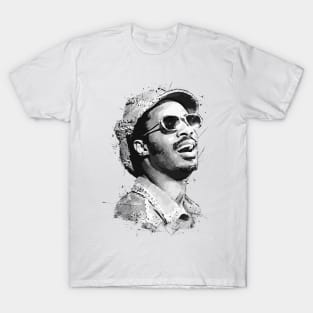 Young Stevie Wonder  in Abstract Art T-Shirt